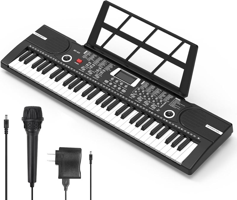 Rfgyhet 61 keys keyboard piano, Electronic Digital Piano with Built-In Speaker Microphone, Sheet Stand and Power Supply, Portable piano Keyboard Gift Teaching for Beginners - Image 1